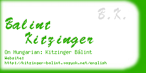 balint kitzinger business card
